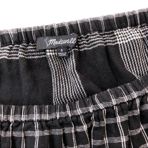 Madewell off-the-shoulder plaid black white swing top shirt blouse small - Picture 4 of 8